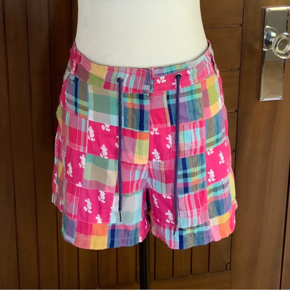 DISNEY Mickey Mouse Pink Patchwork Shorts, EUC, Sz L